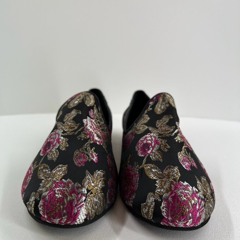 TOMS Darcy Slip On Loafer Shoes Womens US 9.5 Flat Floral Brocade Jacquard Black - Picture 5 of 12